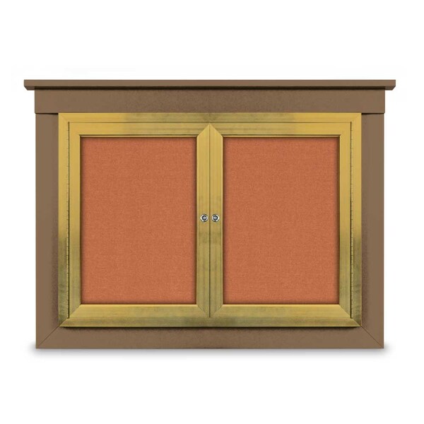18"x24" 1-Door Enclosed Letterboard, Header, Blue Felt/Cherry